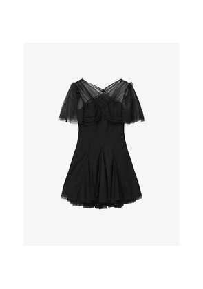 Womens Allsaints Madi Flutter-Sleeved Woven Mini Dress