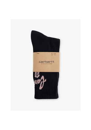 Mens Carhartt WIP Chedda Logo-Print Cotton-Blend Socks