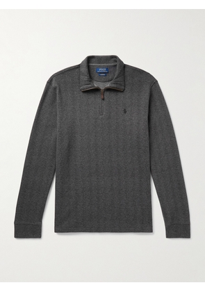 Polo Ralph Lauren - Logo-Embroidered Herringbone Cotton Half-Zip Sweatshirt - Men - Gray - XS