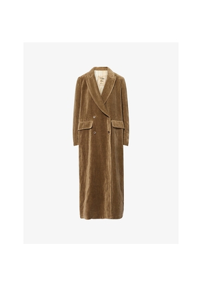 Womens Uma Wang Camelot Double-Breasted Cotton and Linen Coat