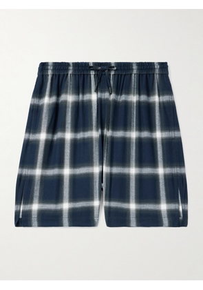 Acne Studios - Rannel Straight-Leg Checked Cotton-Flannel Drawstring Shorts - Men - Blue - IT 46