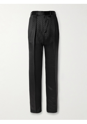 TOM FORD - Straight-Leg Pleated Polka-Dot Satin Tuxedo Trousers - Men - Black - IT 48