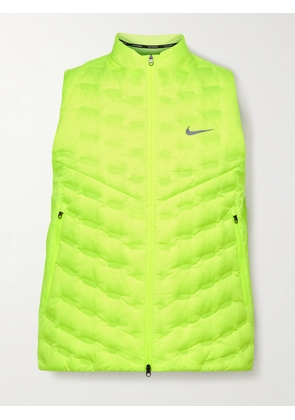 NIKE RUNNING - Repel Slim-Fit Logo-Print Quilted Therma-FIT ADV AeroLoft Down Gilet - Men - Green - S