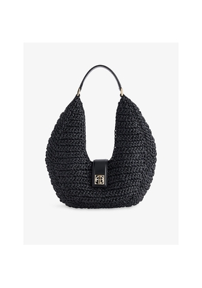 Womens Anine Bing Lou Monogram Raffia Shoulder Bag