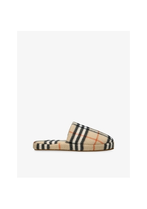 Womens Burberry Check Wool Blend Slippers