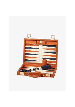 Mens Aspinal Of London 13-Inch Leather Backgammon Set