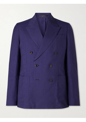 Paul Smith - Double-Breasted Wool and Linen-Blend Blazer - Men - Blue - UK/US 36