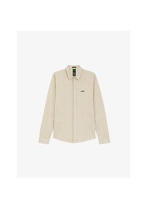Mens Boss Branded Long-Sleeved Cotton-Piqué Shirt