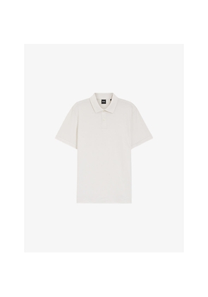 Mens Boss Short-Sleeved Textured Cotton Polo Shirt