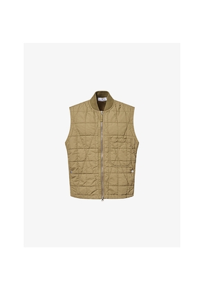 Mens Stone Island Quilted Brand-Patch Cotton Vest