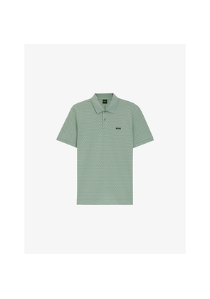 Mens Boss Branded Cotton-Piqué Polo Shirt