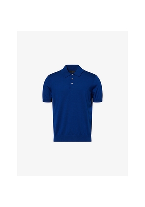 Mens Dunhill Fine-Knit Short-Sleeves Cotton and Silk Polo Shirt