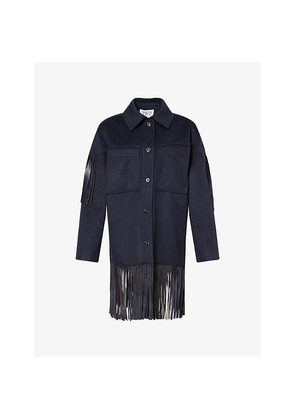Womens TWP Midnight Cowboy Fringed Cashmere Coat