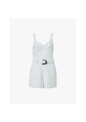 Womens Simkhai Kai Pinstripe Cotton-Blend Playsuit