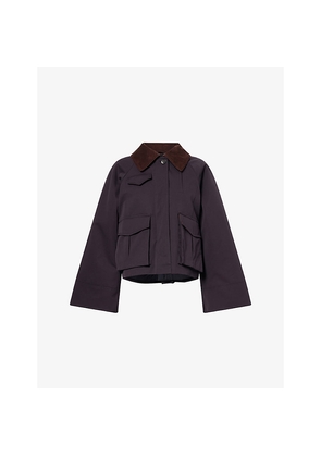 Womens Skall Studio Gaby Cord-Collar Cotton Jacket