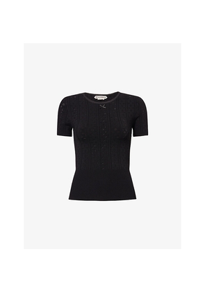 Womens JW Anderson Bow-Embroidered Pointelle-Knit T-Shirt