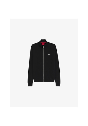 Mens Hugo Branded-Print Zip-Up Cotton-Knit Jacket