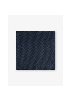 Mens Corneliani Branded Monogram Silk Pocket Square