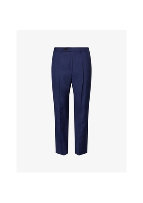 Mens Paul Smith Pleated Tapered-Leg Wool and Linen Trousers