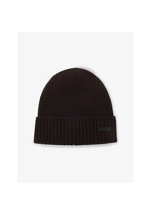 Mens Boss Brand-Patch Wool Beanie