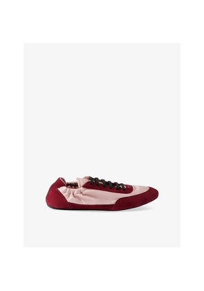 Womens Prada Collapse Re Nylon and Suede Trainers