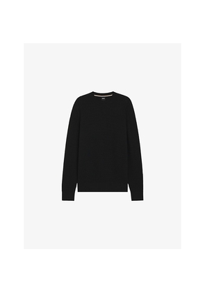 Mens Boss Textured Regular-Fit Cotton-Knit Jumper