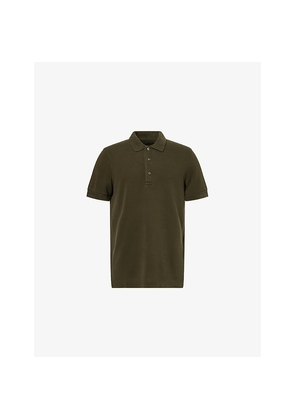 Mens Tom Ford Brand-Embroidery Short-Sleeves Woven-Piqué Polo Shirt