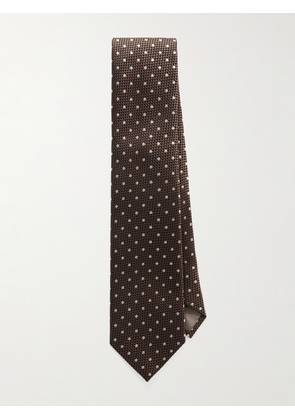 TOM FORD - 8cm Embroidered Polka-Dot Silk-Jacquard Tie - Men - Brown