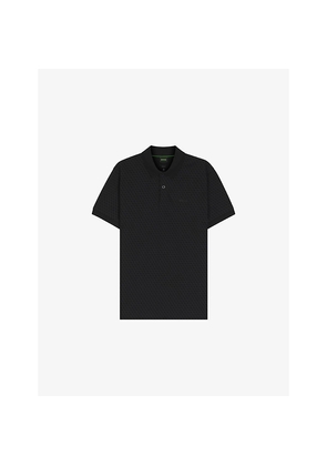 Mens Boss Branded Short-Sleeved Cotton-Piqué Polo Shirt