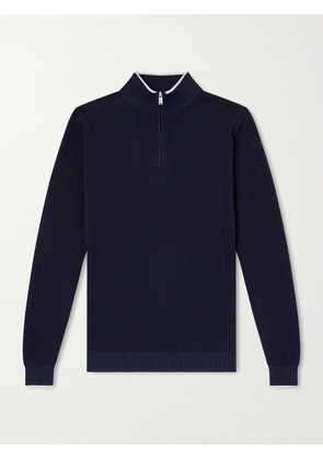 FEDELI - Cotton-Piqué Half-Zip Sweater - Men - Blue - IT 46