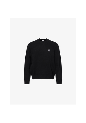 Mens Loewe Anagram-Embroidery Crewneck Wool Jumper