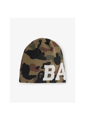 Mens A Bathing Ape 1st Camo Brand-Print Knitted Beanie