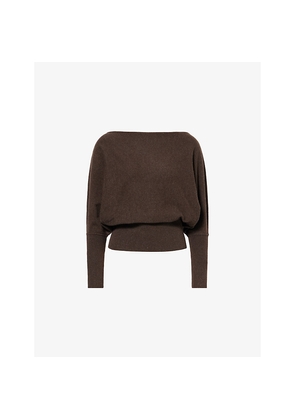 Womens TWP Off-The-Shoulder Batwing-Sleeves Cashmere Jumper