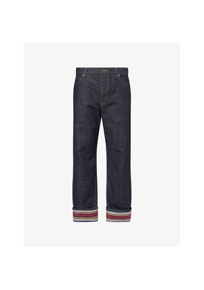 Mens Loewe Turn-Up Wide-Leg Denim Jeans