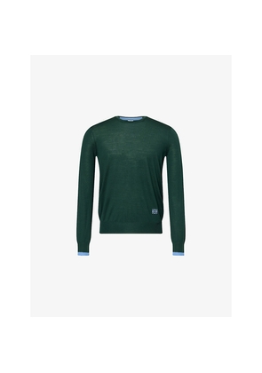 Mens Loewe Contrast-Cuffs Crewneck Wool Jumper