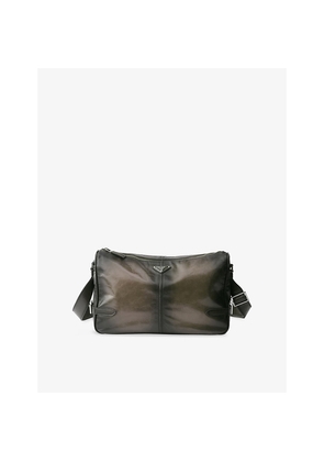 Womens Prada Antiqued Leather Zipper Shoulder Bag