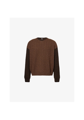 Mens Loewe Cable-Knit Crewneck Cashmere-Blend Jumper