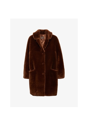 Womens Prada Shearling Midi Coat