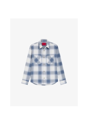 Mens Hugo Check-Pattern Oversized Cotton-Twill Shirt