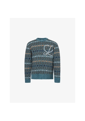 Mens Loewe Printed Crewneck Wool-Blend Jumper