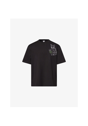 Mens Loewe Cat Loose-Fit Cotton-Jersey T-Shirt