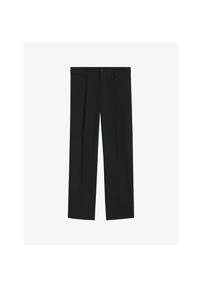 Mens Hugo Straight-Leg Mid-Rise Stretch-Twill Trousers