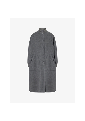 Womens Weekend Max Mara Alamaro Long Brushed Wool-Blend Baseball Coat