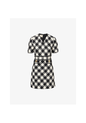 Womens Valentino Garavani Diamond-Check Textured Woven Mini Dress
