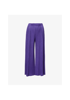 Womens Pleats Please Issey Miyake Pleat Wide-Leg Knitted Trousers