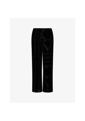 Womens Toteme Monogram Devoré Silk-Blend Trousers