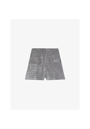 Womens Sandro Houndstooth-Pattern Sequin-Embellished Tweed Shorts