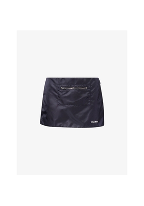 Womens Miu Miu Logo-Embroidery Nylon Gazare Mini Skirt
