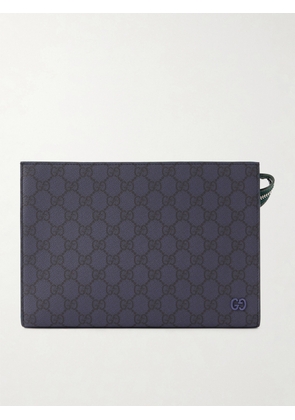 Gucci - GG Supreme Monogrammed Coated-Canvas and Leather Pouch - Men - Blue