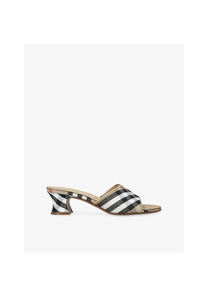 Womens Burberry Sloane 45 Check Canvas Mules